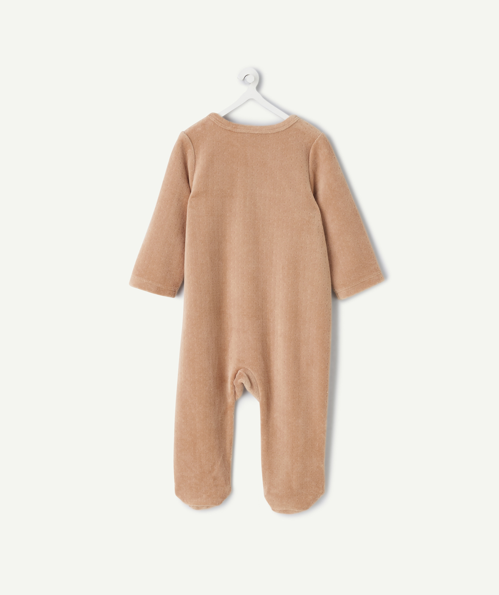 Beige velvet baby pyjamas