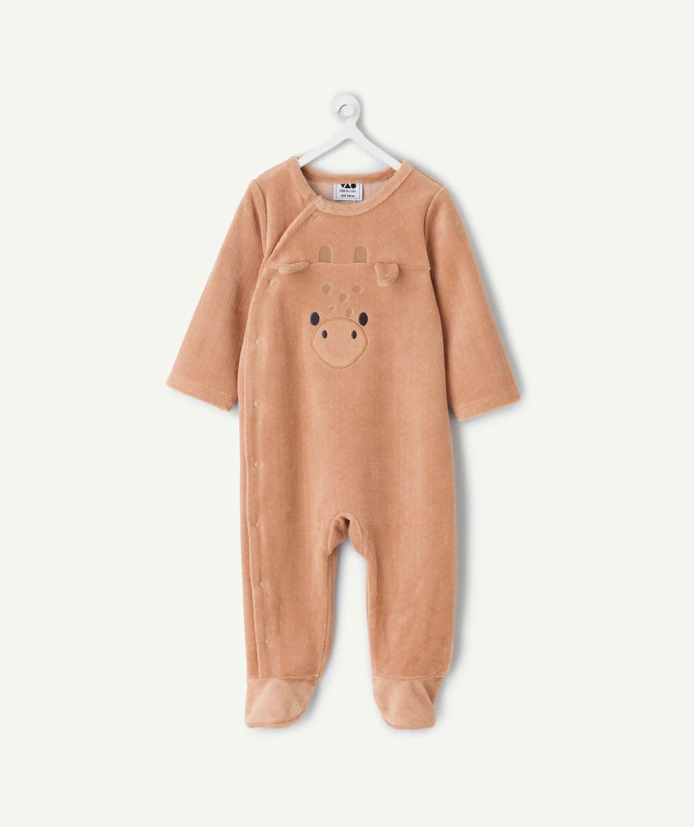 Beige velvet baby pyjamas