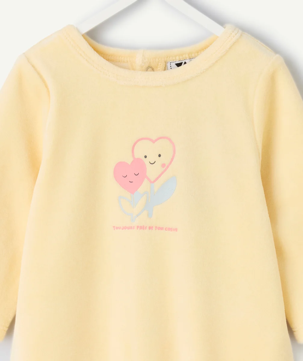 Yellow baby girl pyjamas with heart print