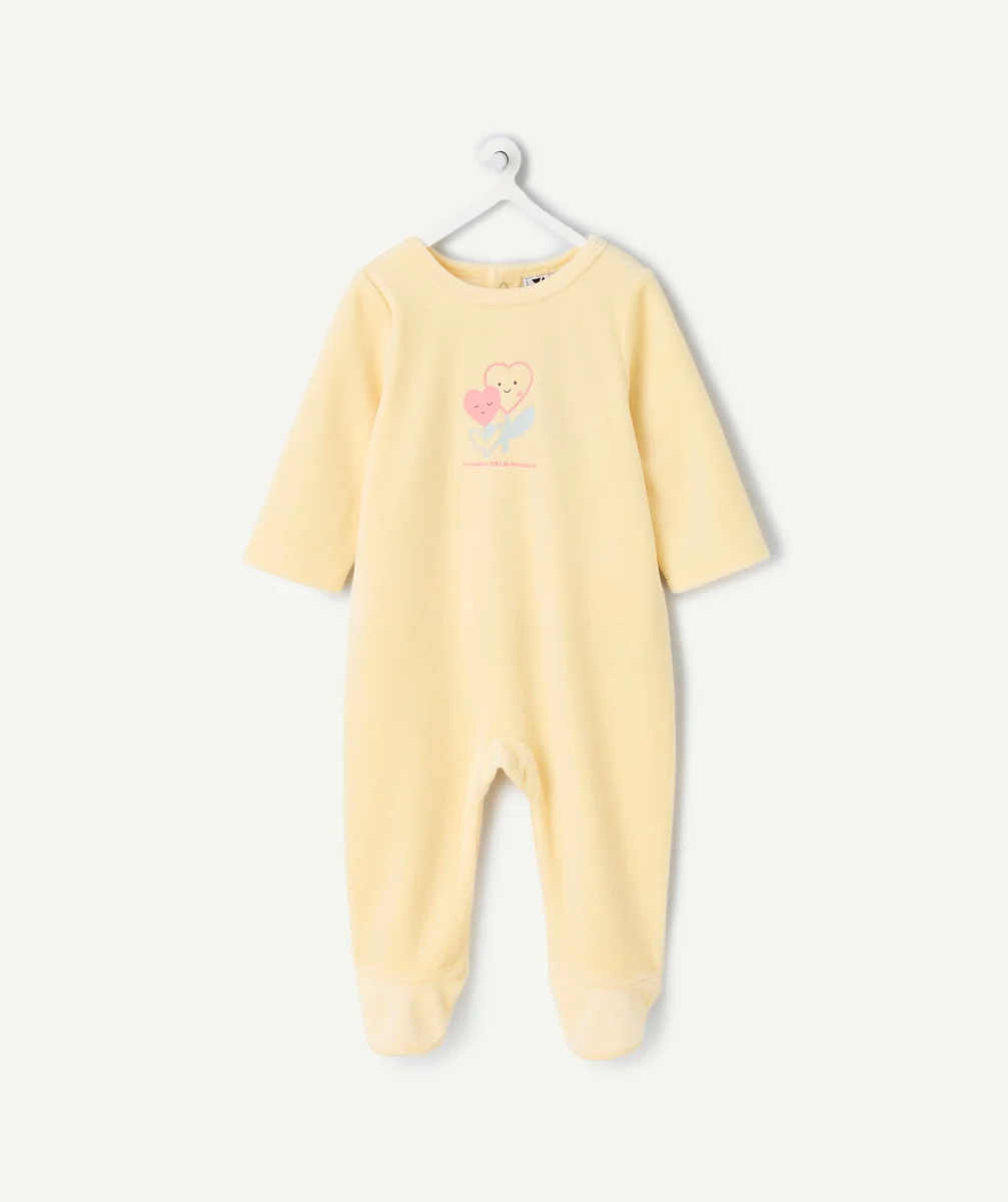 Yellow baby girl pyjamas with heart print
