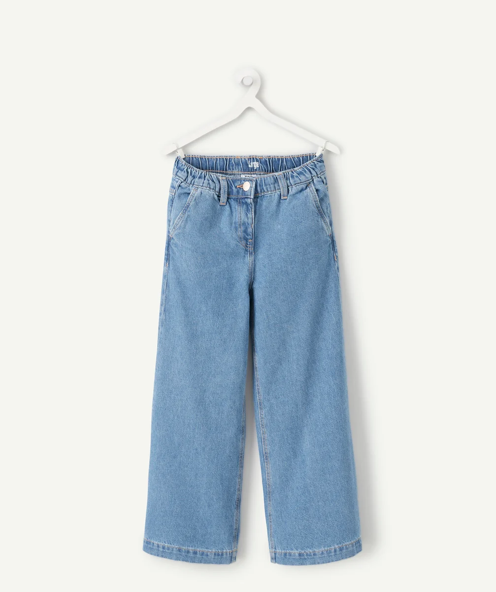 Girl's wide leg jeans in blue denim