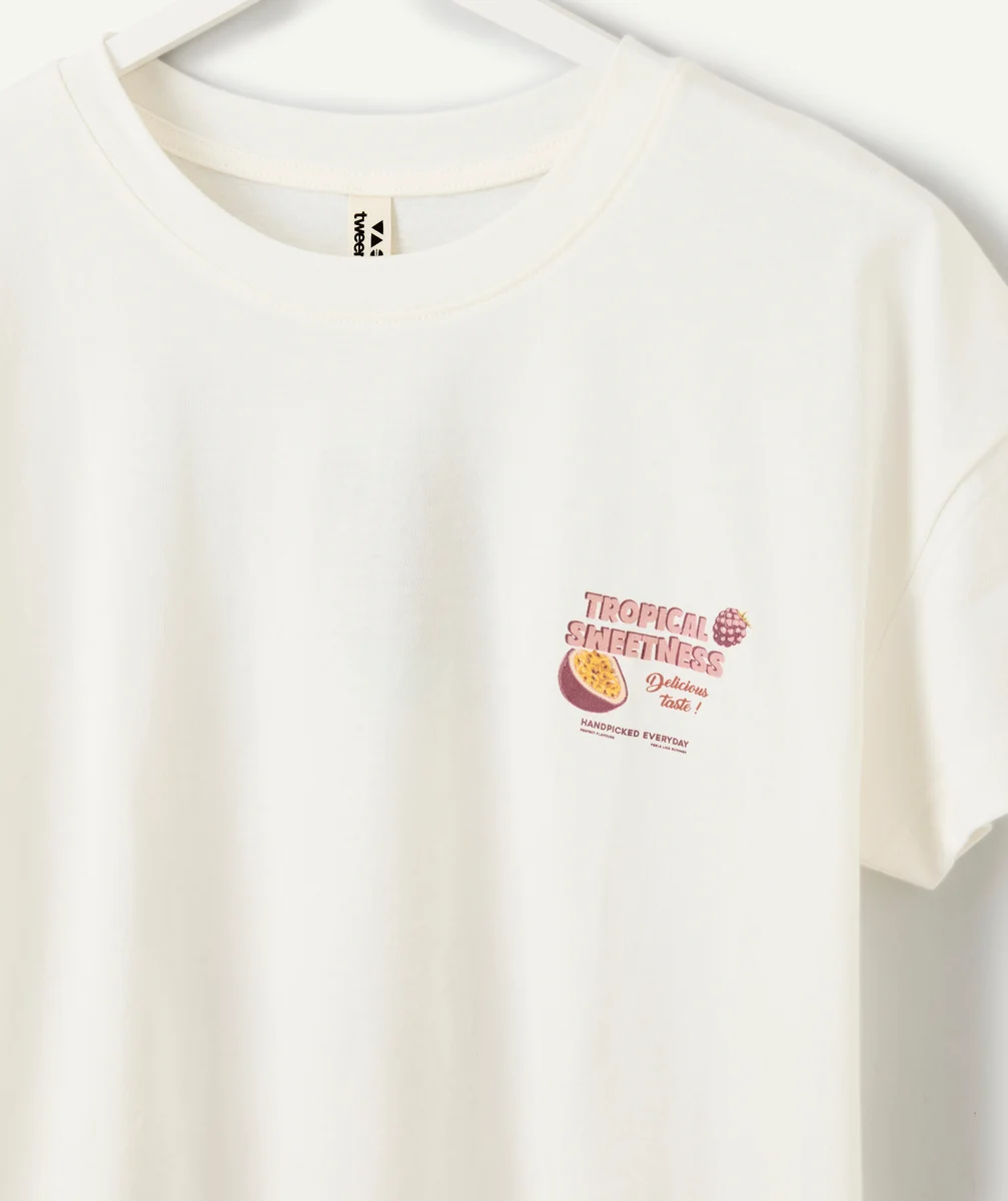 Girl's white printed T-shirt