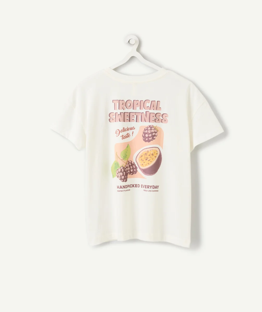 Girl's white printed T-shirt