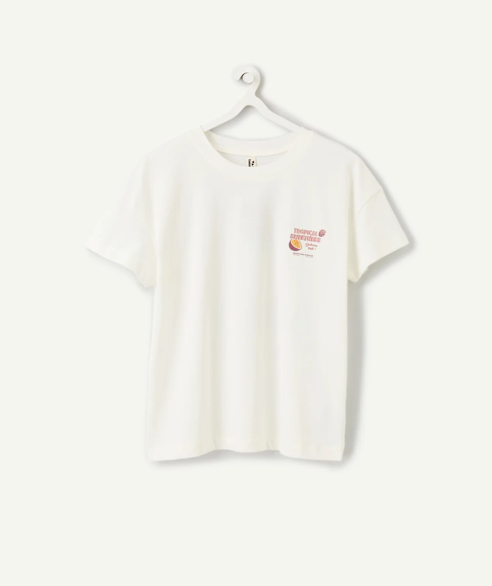 Girl's white printed T-shirt