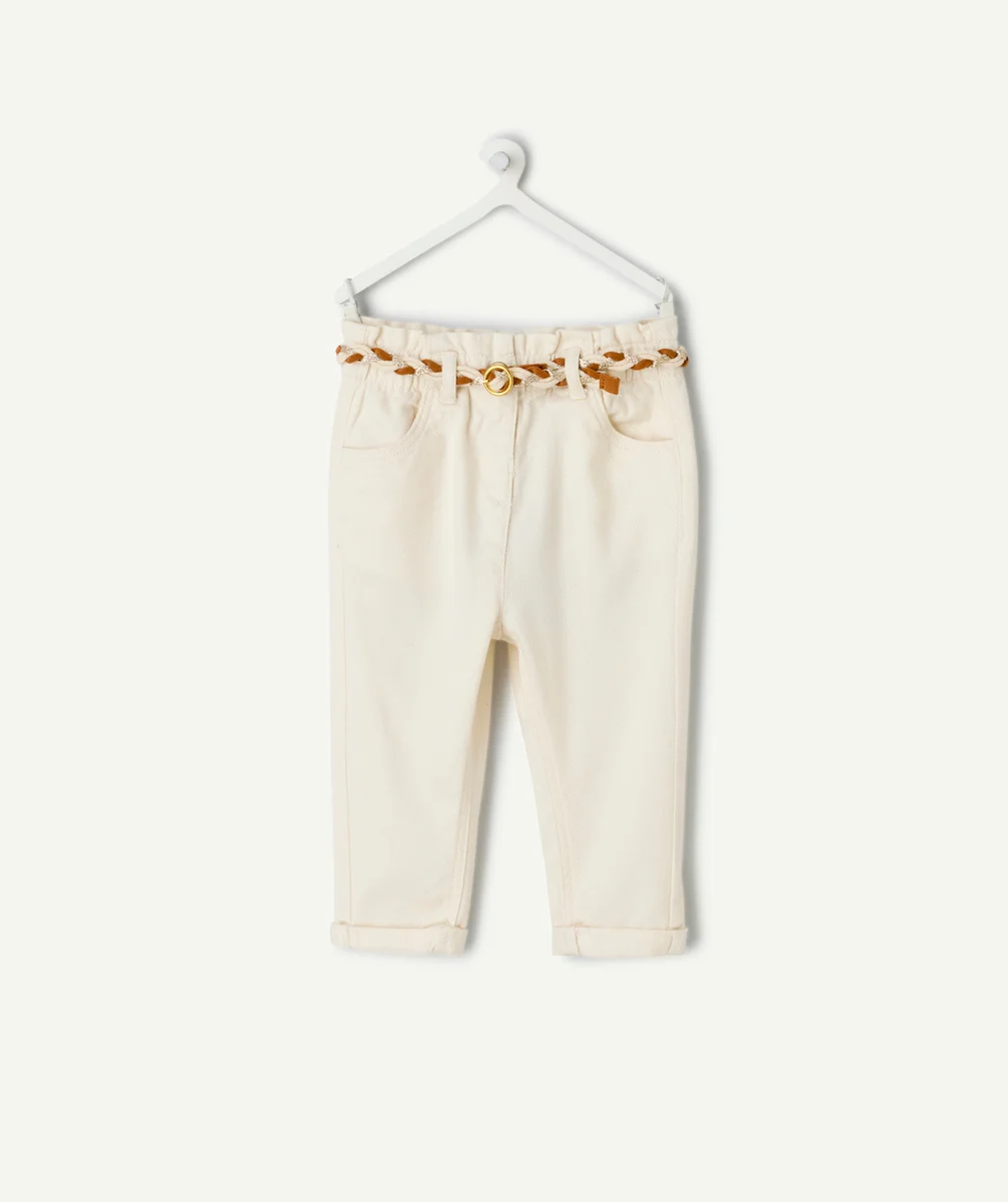 Straight-leg baby girl pants ecru