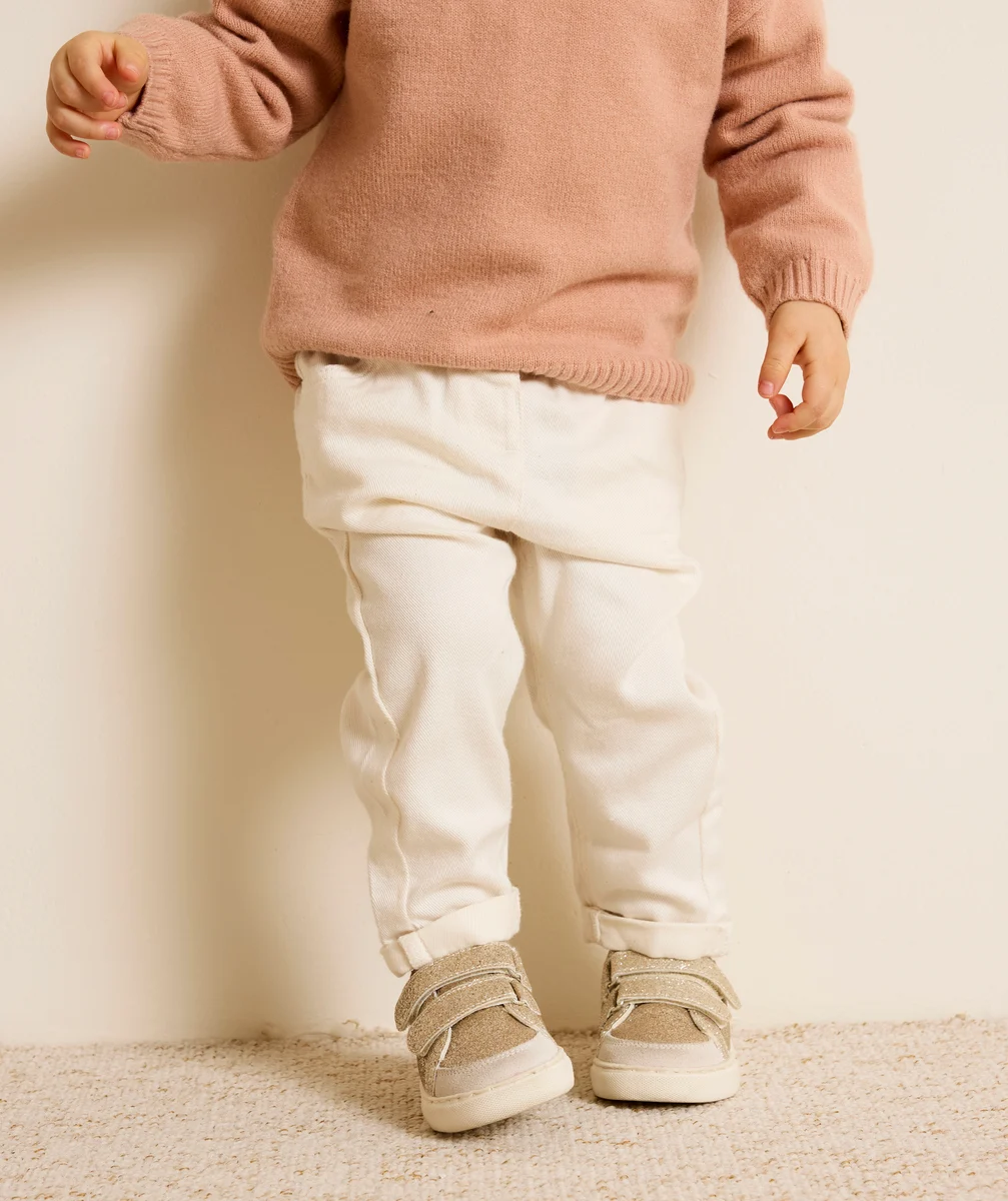 Straight-leg baby girl pants ecru