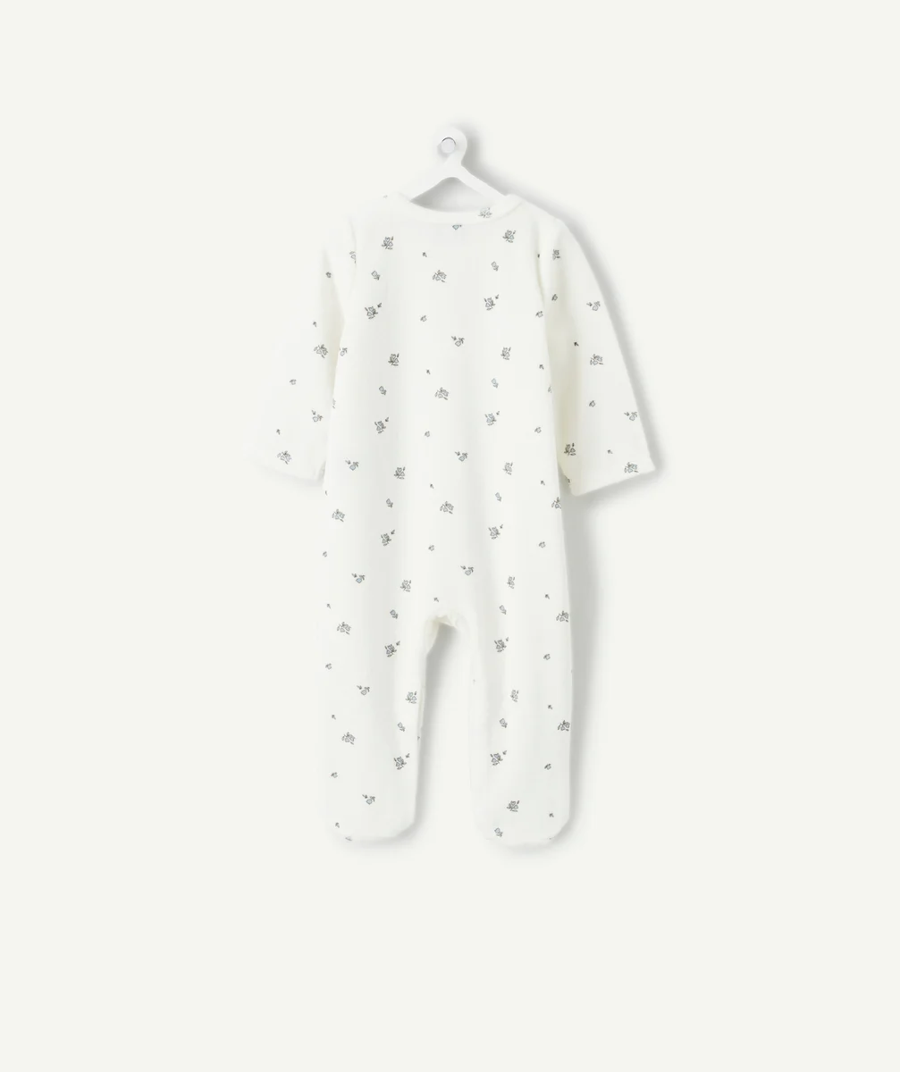 White printed cotton baby girl pyjamas