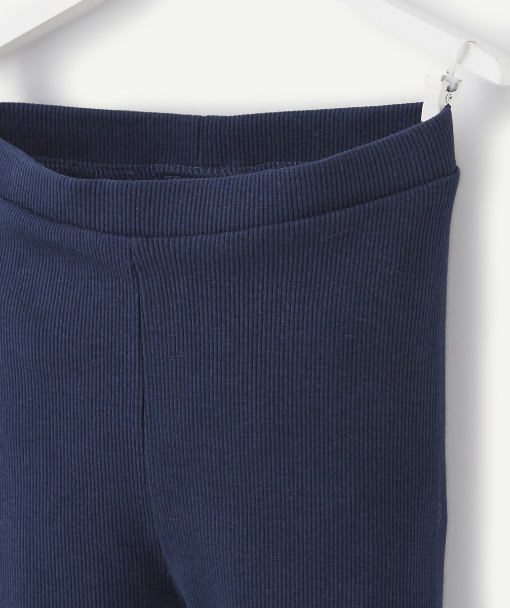 NAVY BLUE RIBBED LEGGINGS IN ORGANIC COTTON