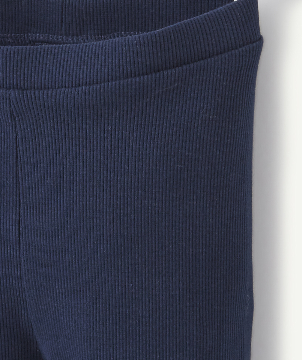 NAVY BLUE RIBBED LEGGINGS IN ORGANIC COTTON