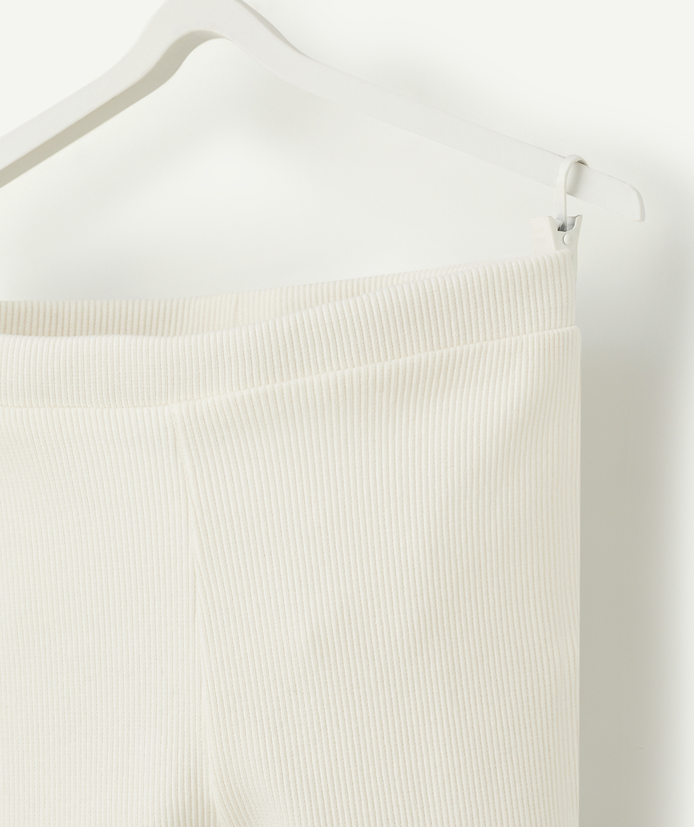 CREAM RIBBED LEGGINGS IN ORGANIC COTTON WITH A FLOWER PRINT