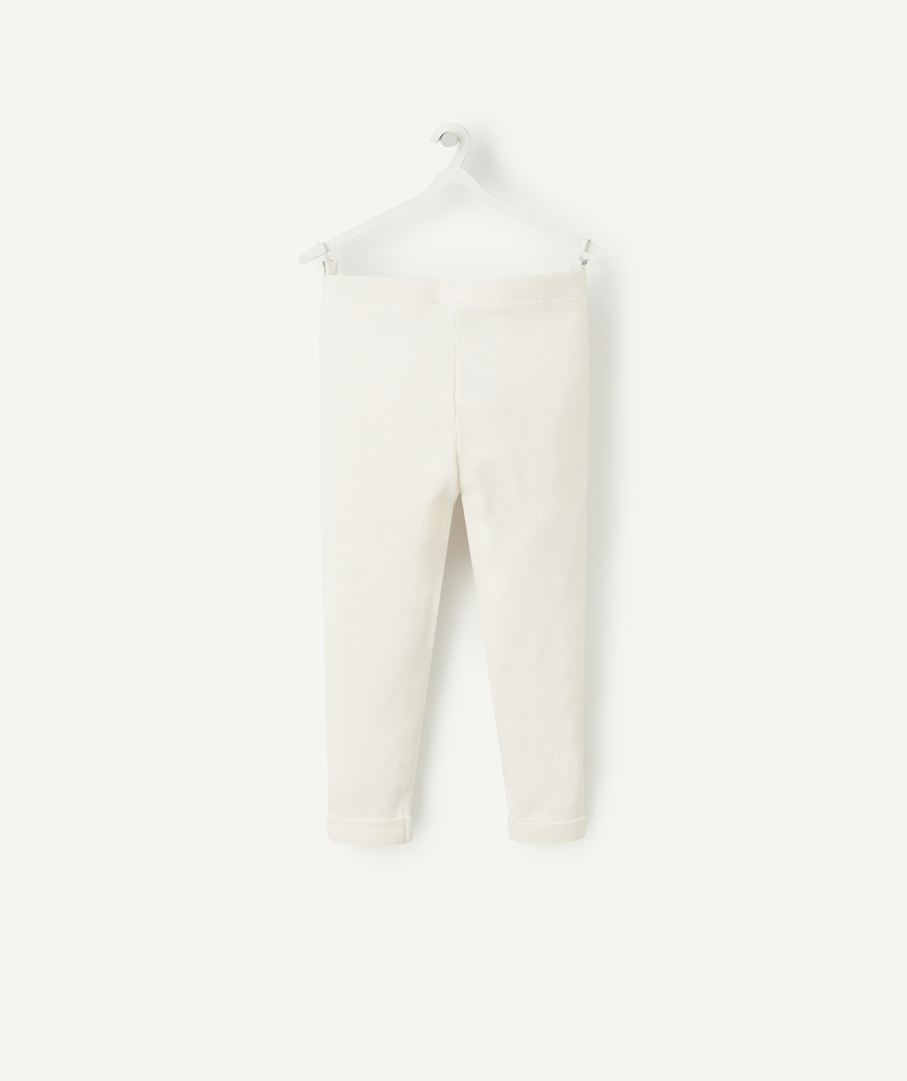 CREAM RIBBED LEGGINGS IN ORGANIC COTTON WITH A FLOWER PRINT