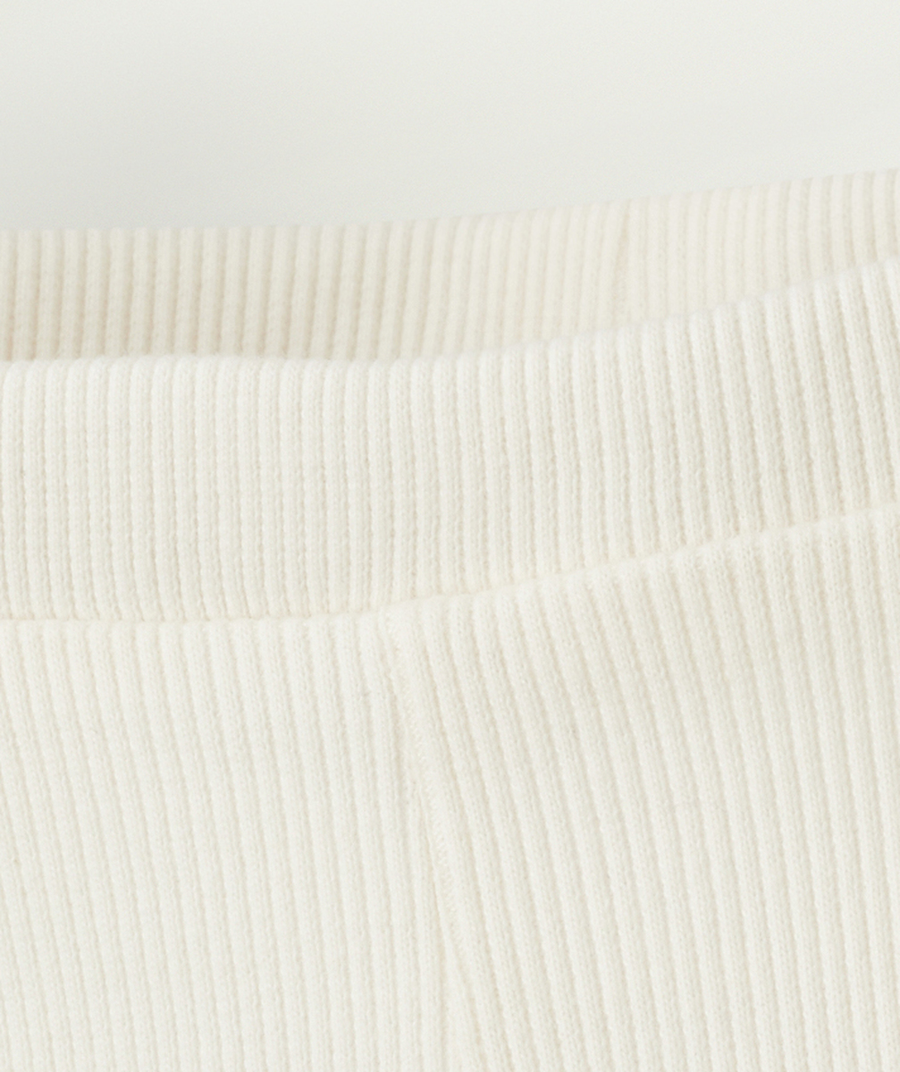 CREAM RIBBED LEGGINGS IN ORGANIC COTTON WITH A FLOWER PRINT