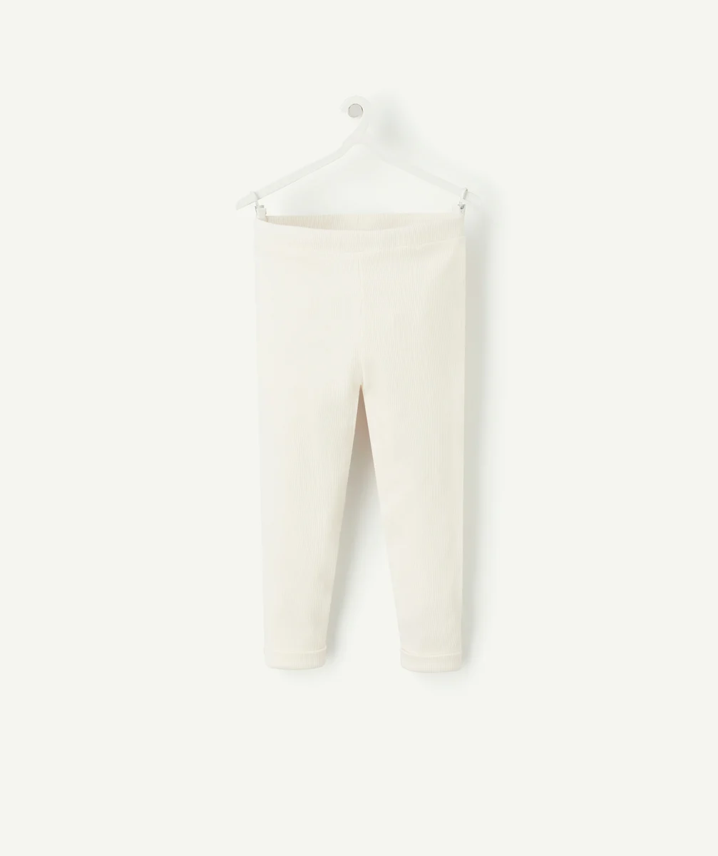 CREAM RIBBED LEGGINGS IN ORGANIC COTTON WITH A FLOWER PRINT