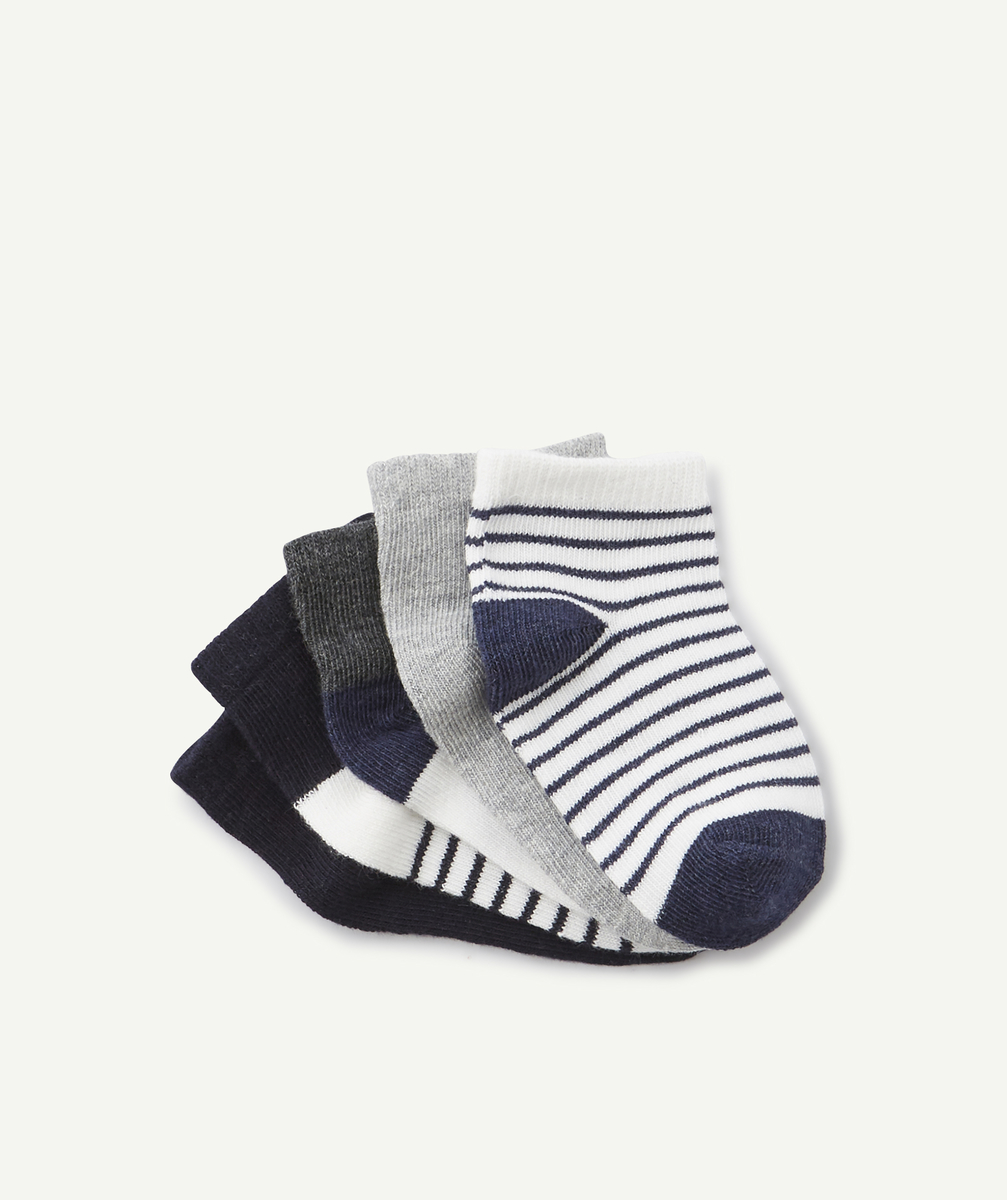 Five pairs of plain and striped socks