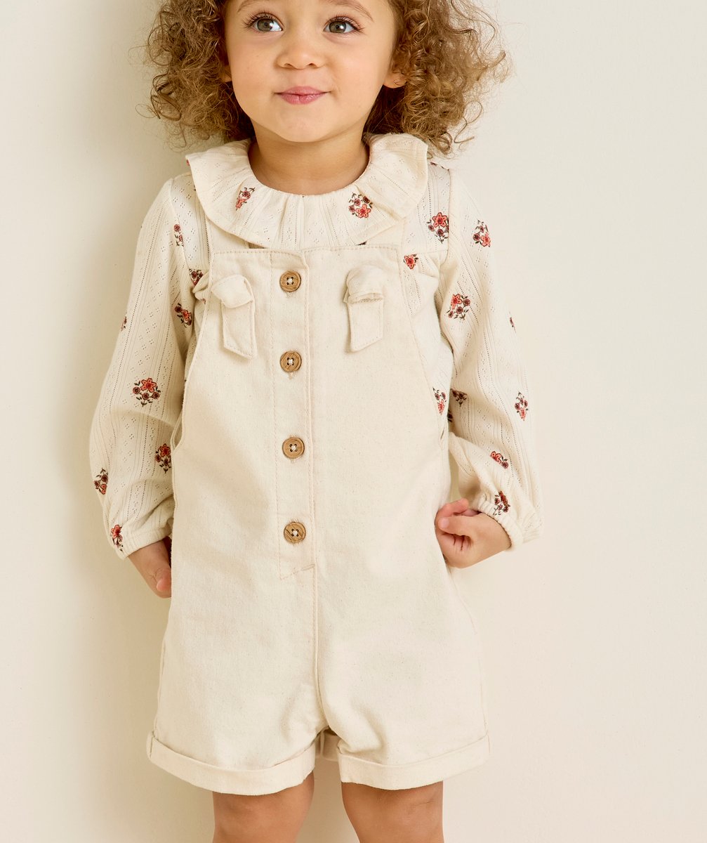 Salopette bébé fille écrue boutonnée