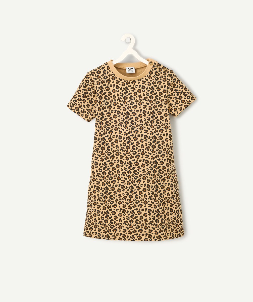 Robe manches courtes pour fille léopard