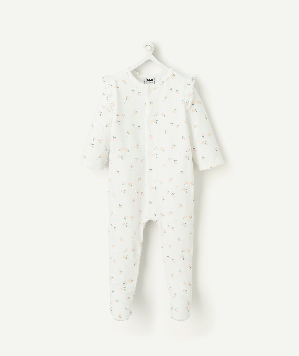 Pyjama fille blanc imprimé floral