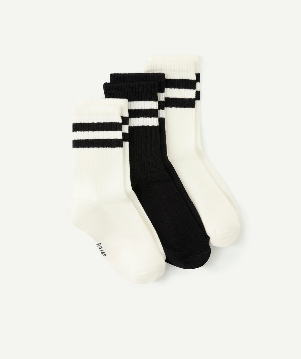 Lot chaussettes enfant rayées noir et blanc