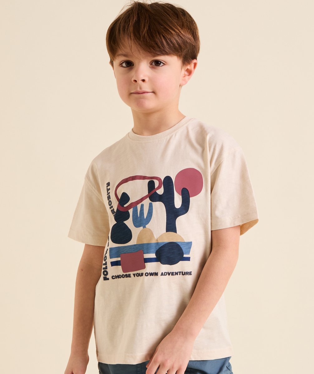 T-shirt manches courtes beige pour garçon
