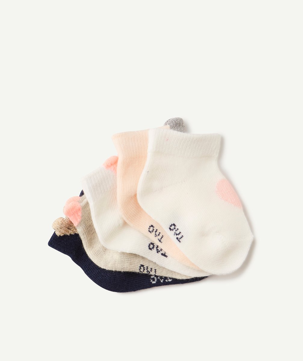 Pack of five pairs of short plain coloured socks