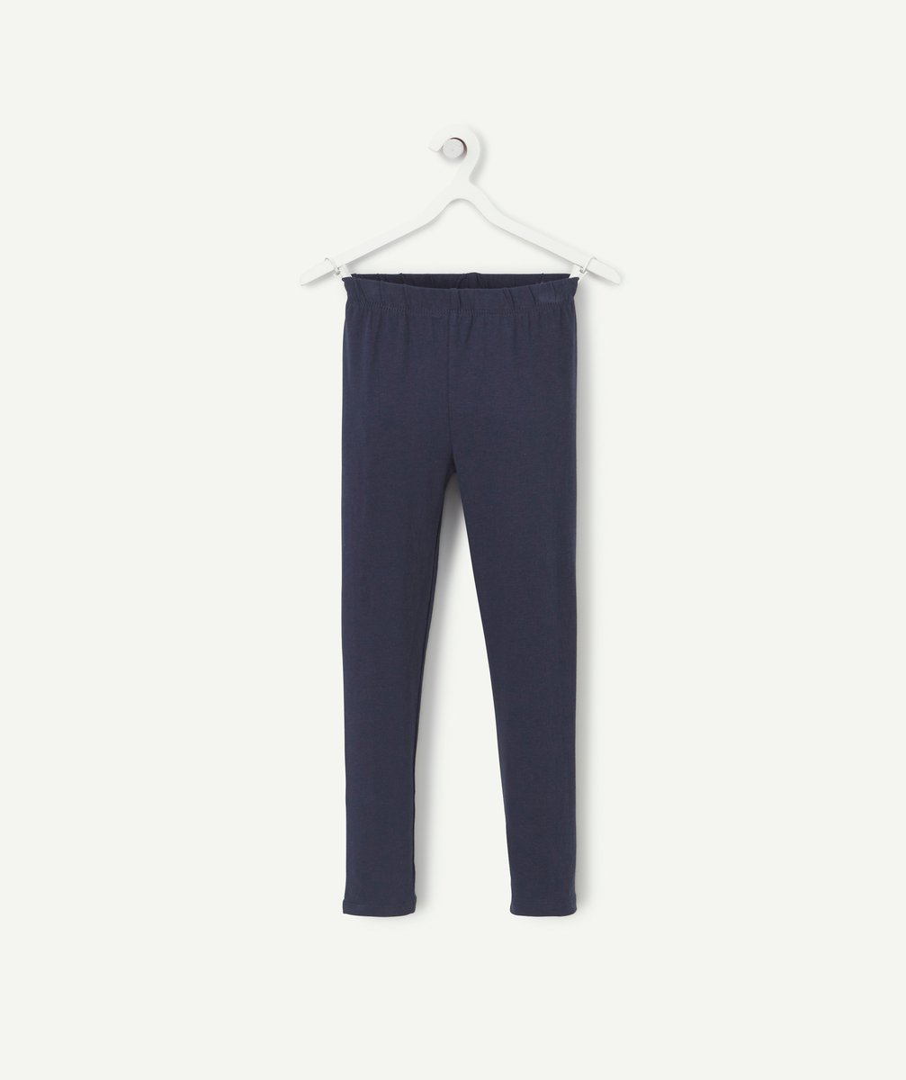 Girls' navy blue recycled fibers leggings