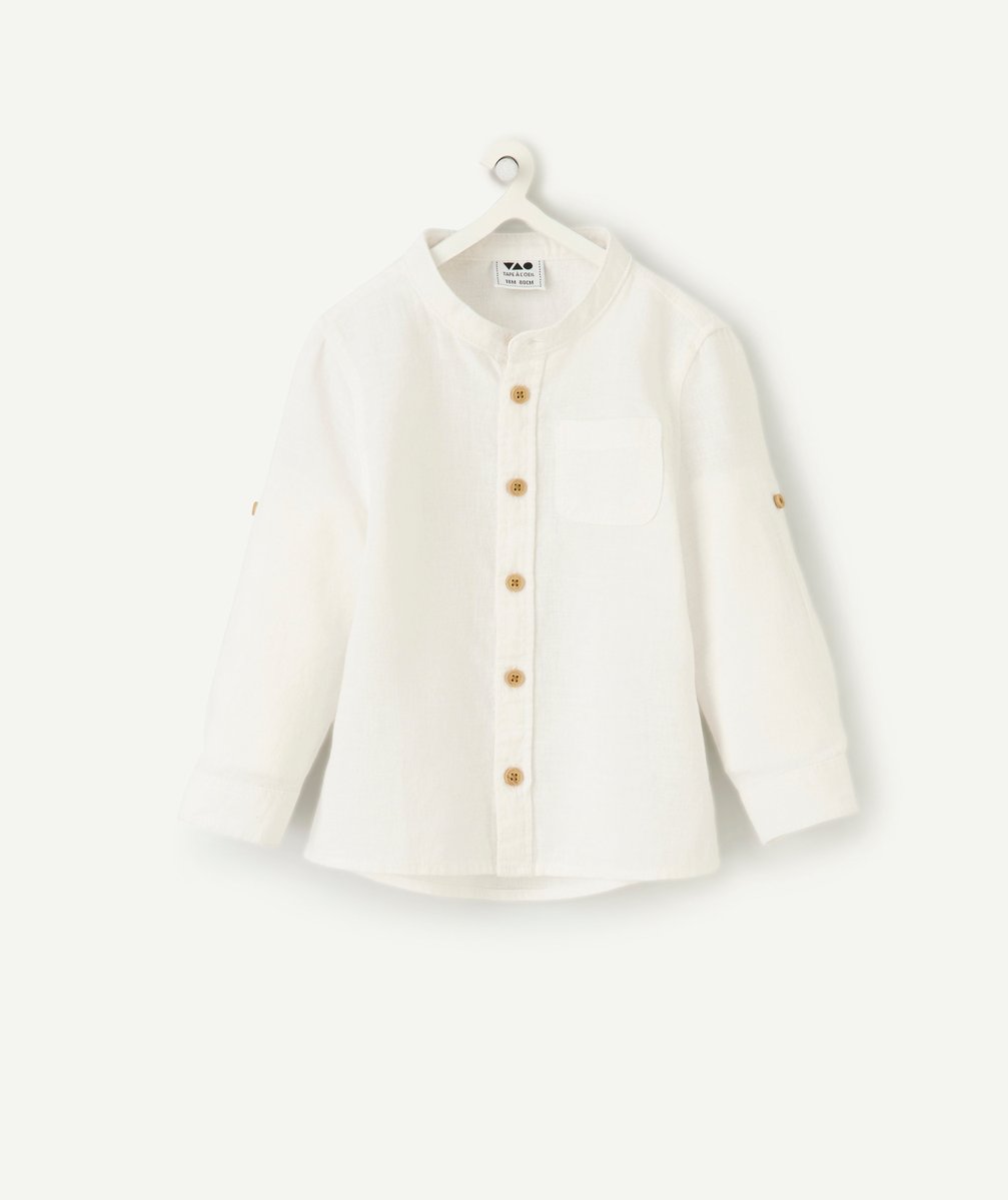 White linen baby boy shirt