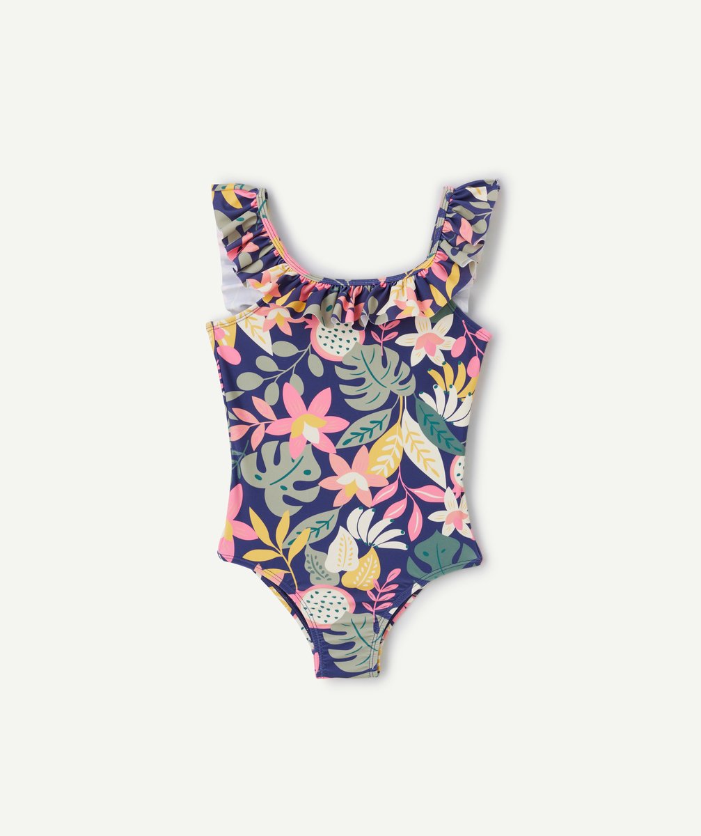 Girl's swimsuit with colorful flowers