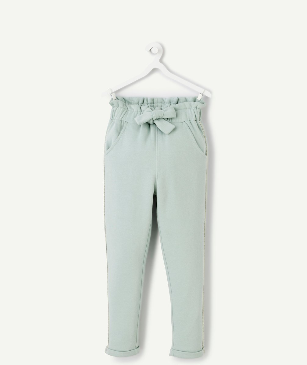 Girl's mint green jogging pants with bow