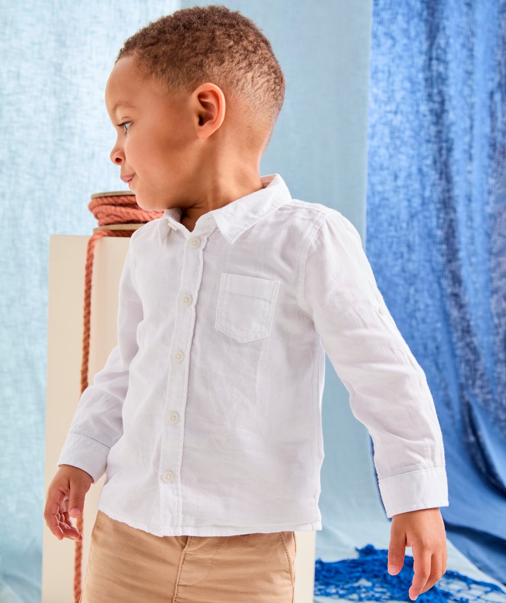 Baby boys' white long-sleeved shirt