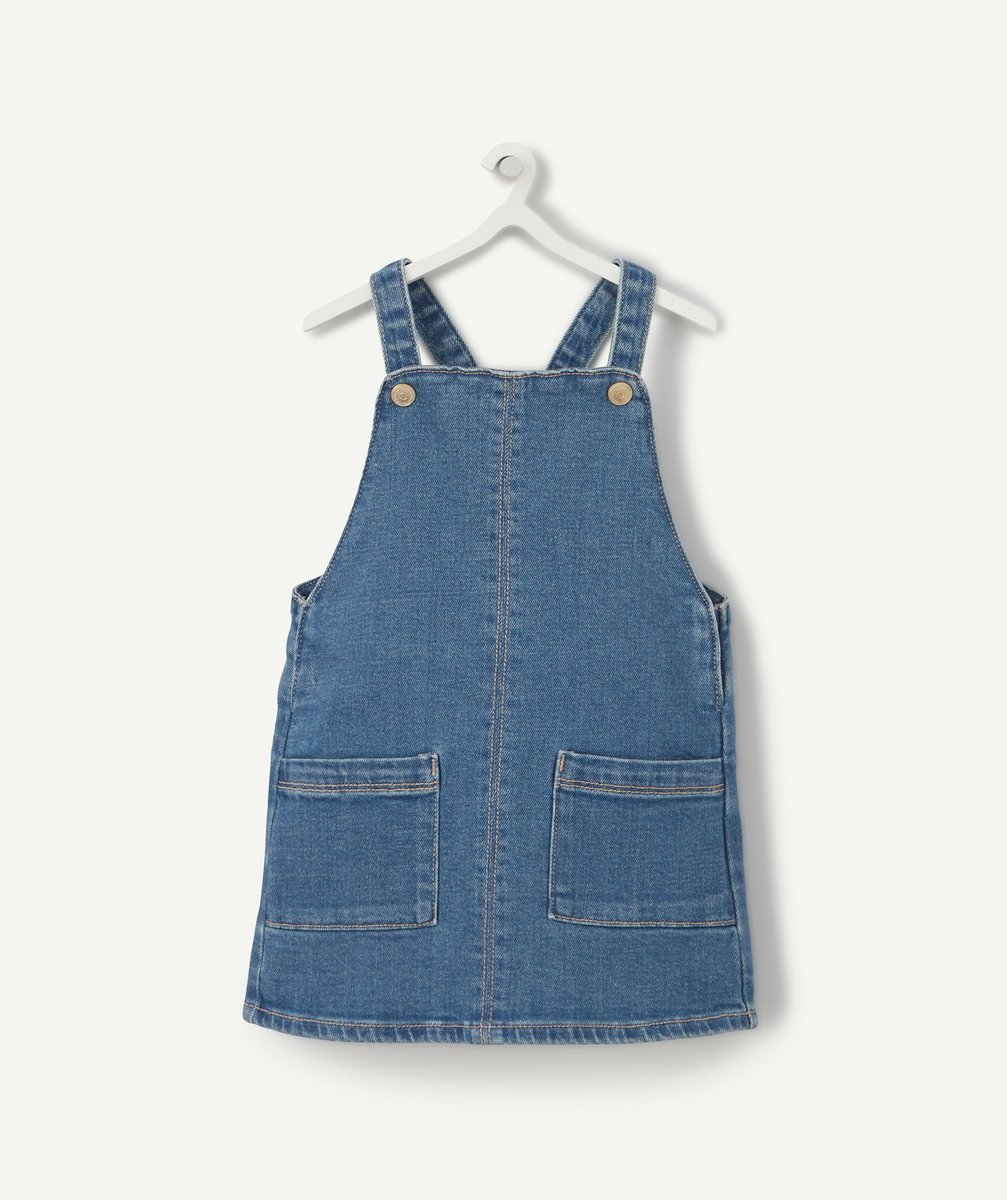 Baby girls' blue low-impact denim dungaree dress