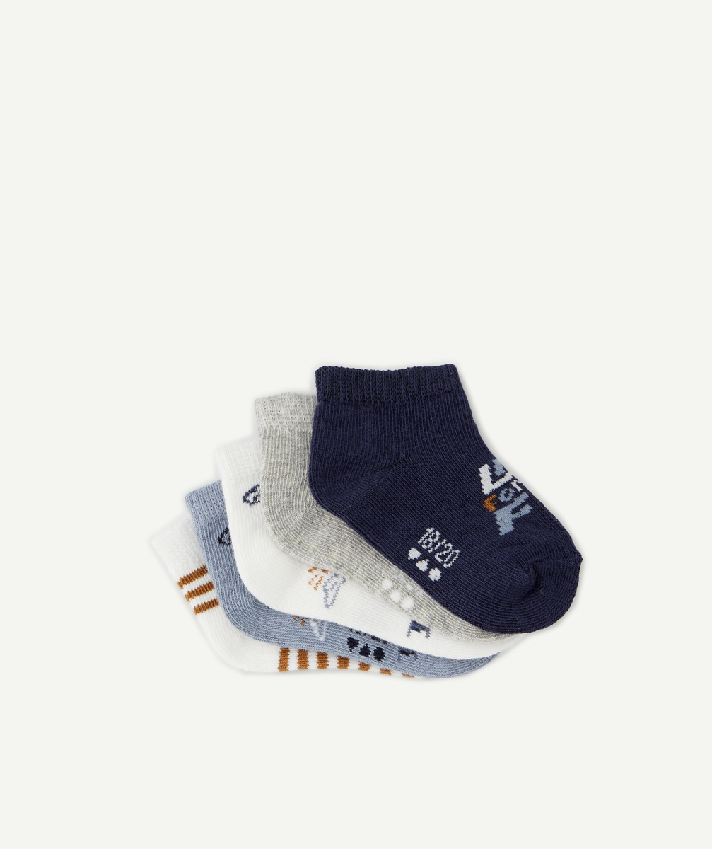 Pack of five pairs of baby boys' cloud and aeroplane theme sockettes